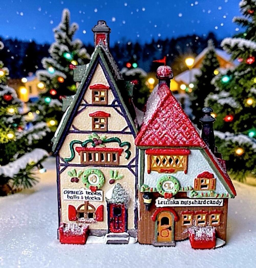 Vintage 1992 Dept 56 North Pole Series “Obbie’s Books” & Letrinka’s Candy”
